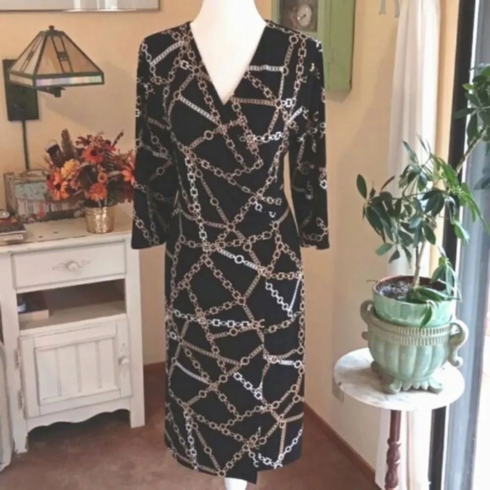 Chico's Soft Knit Dress With Chain Print. Dark Academia , Whimsigoth,  Soft Knit